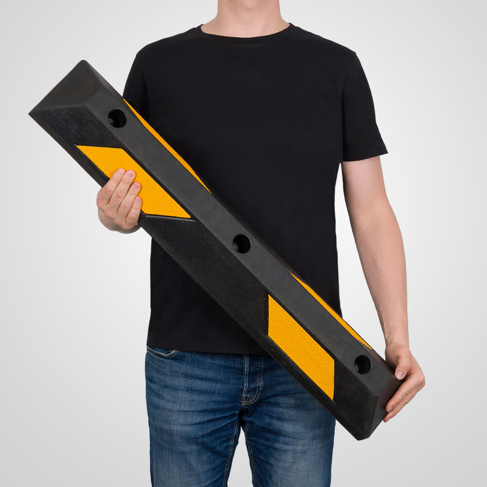 YUENFONG Radstopper – 2 Stück, 60 Cm, Aus Recyceltem Gummi Mit Reflektorstreifen, Für Parkplätze & Garagen
