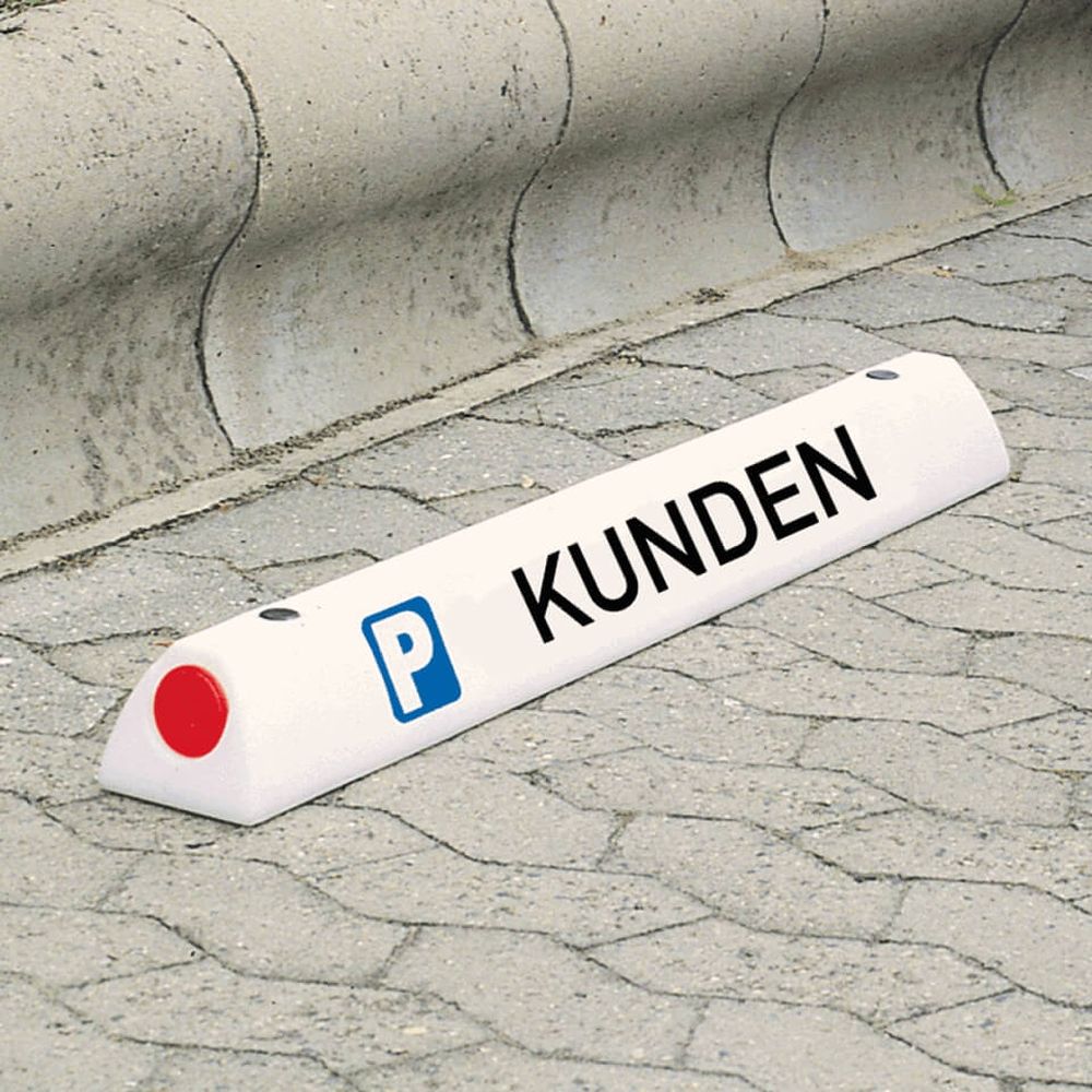 Parkplatzbegrenzer KUNDEN, weiß, 90 cm Länge, Kunststoff, mit Reflektoren