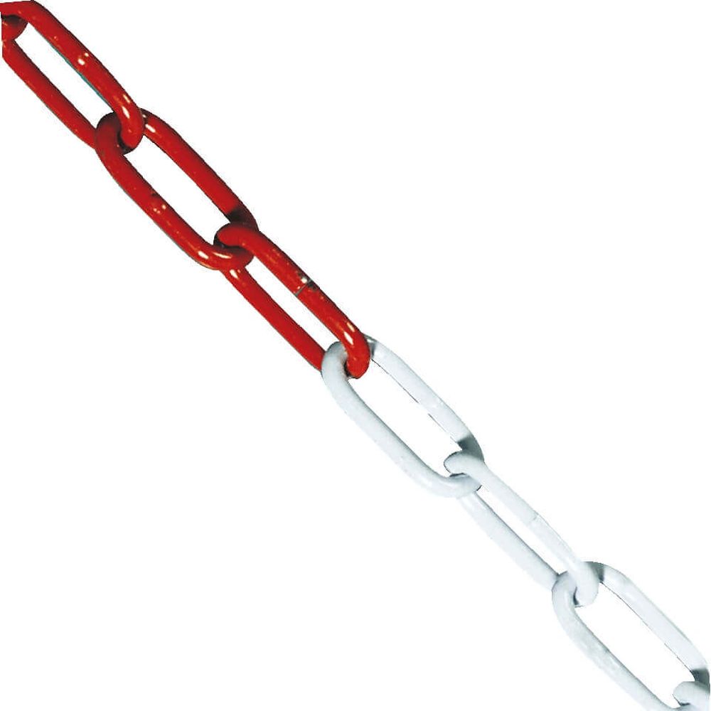 Kettenpfosten Stahl Rot/Weiß mit beschwertem Fuß