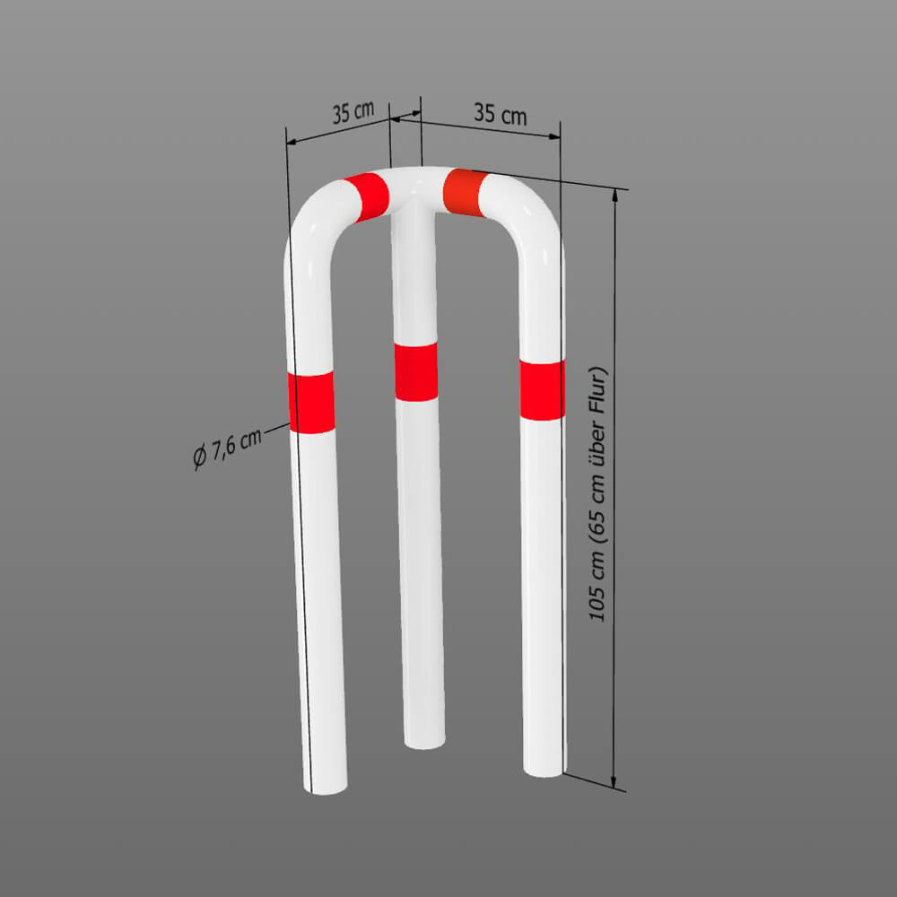 ROBUSTO Rammschutzbügel 90° - Eckschutz Stahl Rot/weiß 65cm