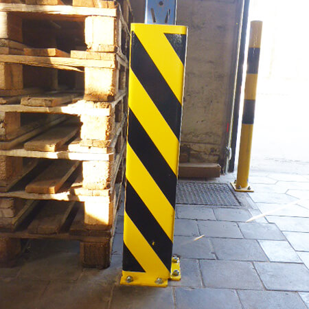 Anfahrschutzprofil L, zum Aufdübeln, aus Stahl, gelb