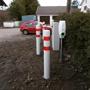 Rammschutzpfosten XXL, zum Einbetonieren, rot/weiß, Stahl, Ø 15,9 cm