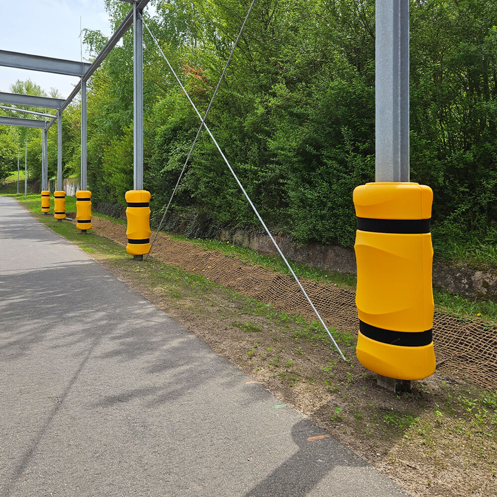 Säulenschutz gelb, 1,1 m hoch, Ø 45 cm, für Säulen bis 15 x 15 cm, HDPE