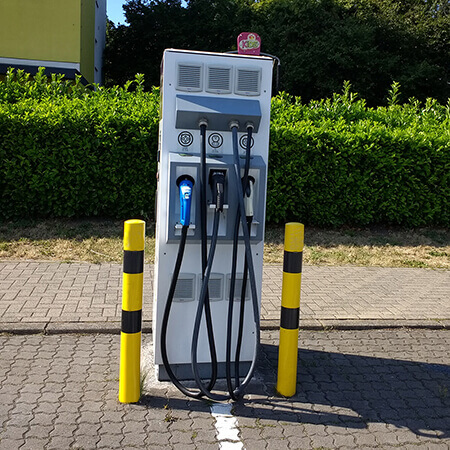 Rammschutzpfosten XXL, zum Einbetonieren, gelb/schwarz, Stahl
