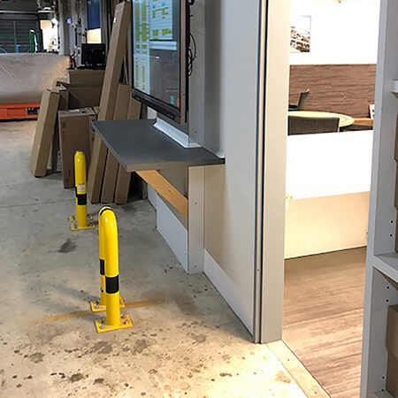 TÜV-geprüfter Rammschutzbügel zum Aufdübeln, gelb/schwarz aus Stahl