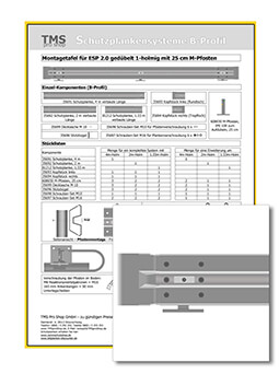 ESP 2.0 gedübelt 25er M-Pfosten - 1-holmig