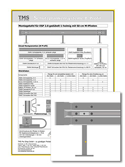 ESP 2.0 gedübelt 50er M-Pfosten - 1-holmig
