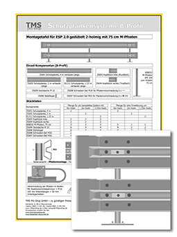 ESP 2.0 gedübelt 75er M-Pfosten - 2-holmig