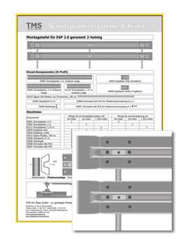 Montagetafel ESP 2.0 gerammt 190er Sigma-Pfosten 2-holmig