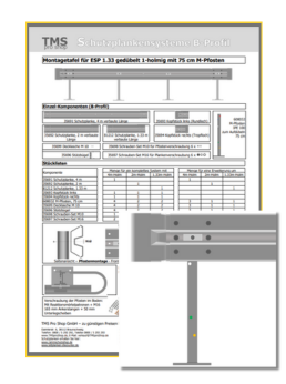 ESP 1.33 gedübelt 75 cm M-Pfosten 1-holmig