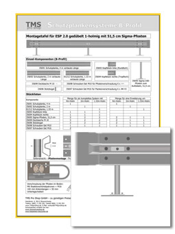Montagetafel ESP 2.0 gedübelt 51,5er Sigma-Pfosten
