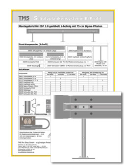 Montagetafel ESP 2.0 gedübelt 75er Sigma-Pfosten 1 holmig
