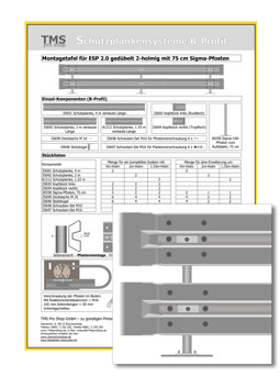 Montagetafel für ESP 2.0 gedübelt Doppelbeplankung mit 75 cm Sigma-Pfosten