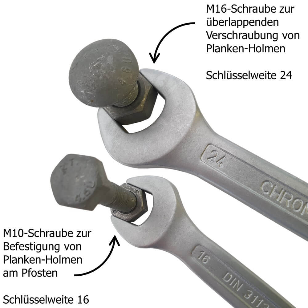 Schraubenschlüssel zur Leitplanken Montage