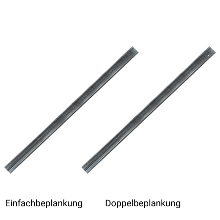 Sigma-Pfosten zum Einrammen Sigma-Pfosten 190 cm lang zum Einrammen in Einfachbeplankung (links) und Doppelbeplankung (rechts)